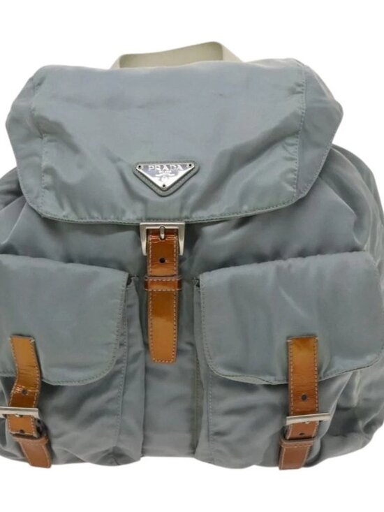 PRADA Backpack Nylon Light Blue Silver Auth 118295 main image 13